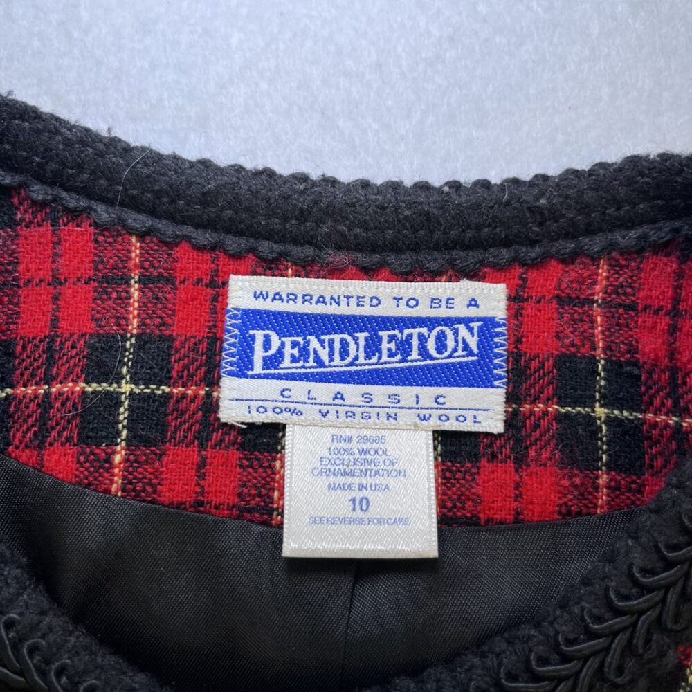 Pendleton wool red tartan plaid vintage blazer button jacket womens sz 10 - Picture 7 of 10